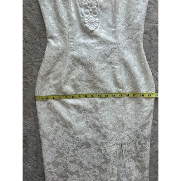 Romantic White Floral Embroidered Lace Dress Size 2 XS Midi Bridal Y2K Formal - Picture 6 of 7